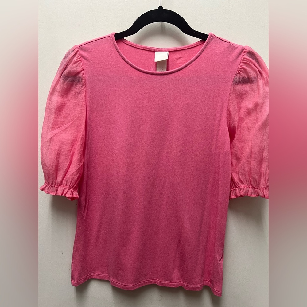H&M Pink Puff Sleeve Ruffled Blouse
